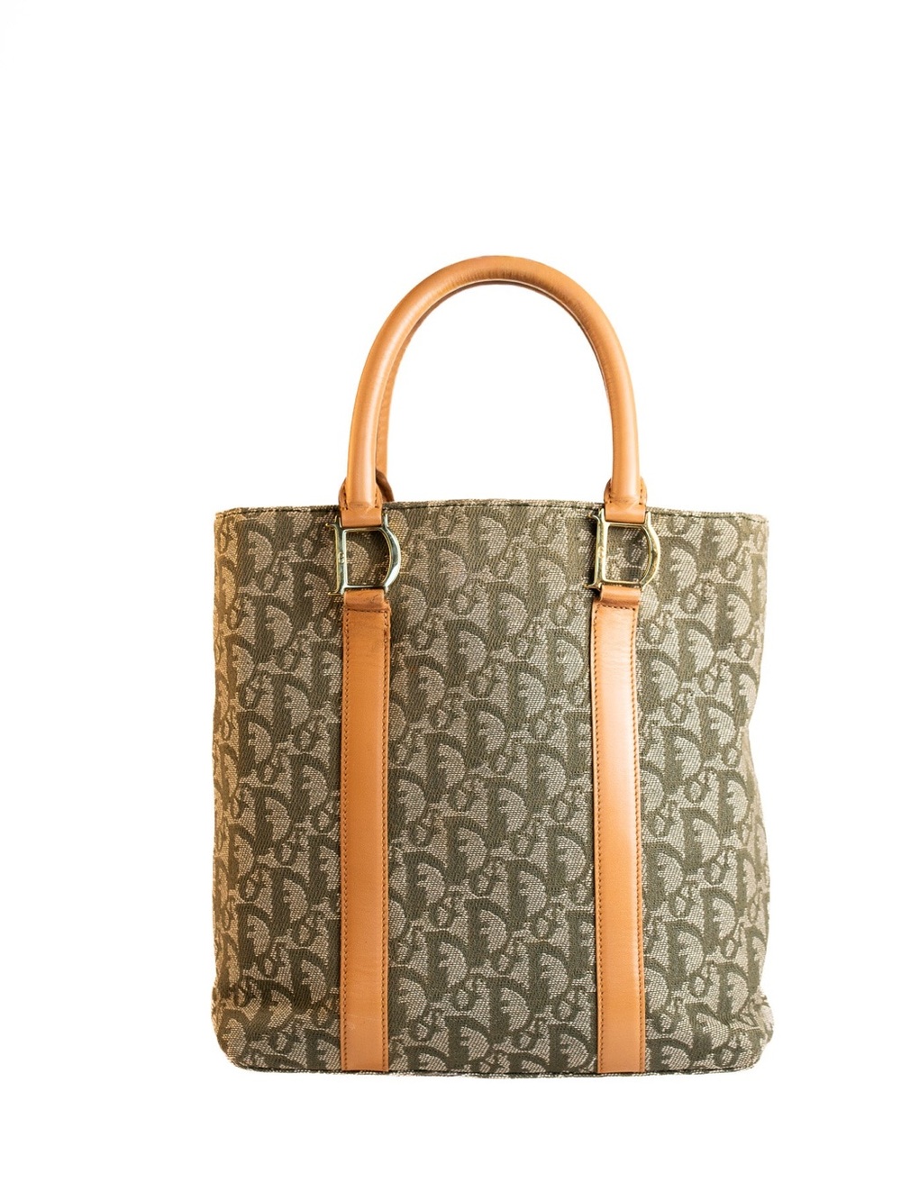 Dior Beige Monogram Canvas Tote with Tan Leather Trim